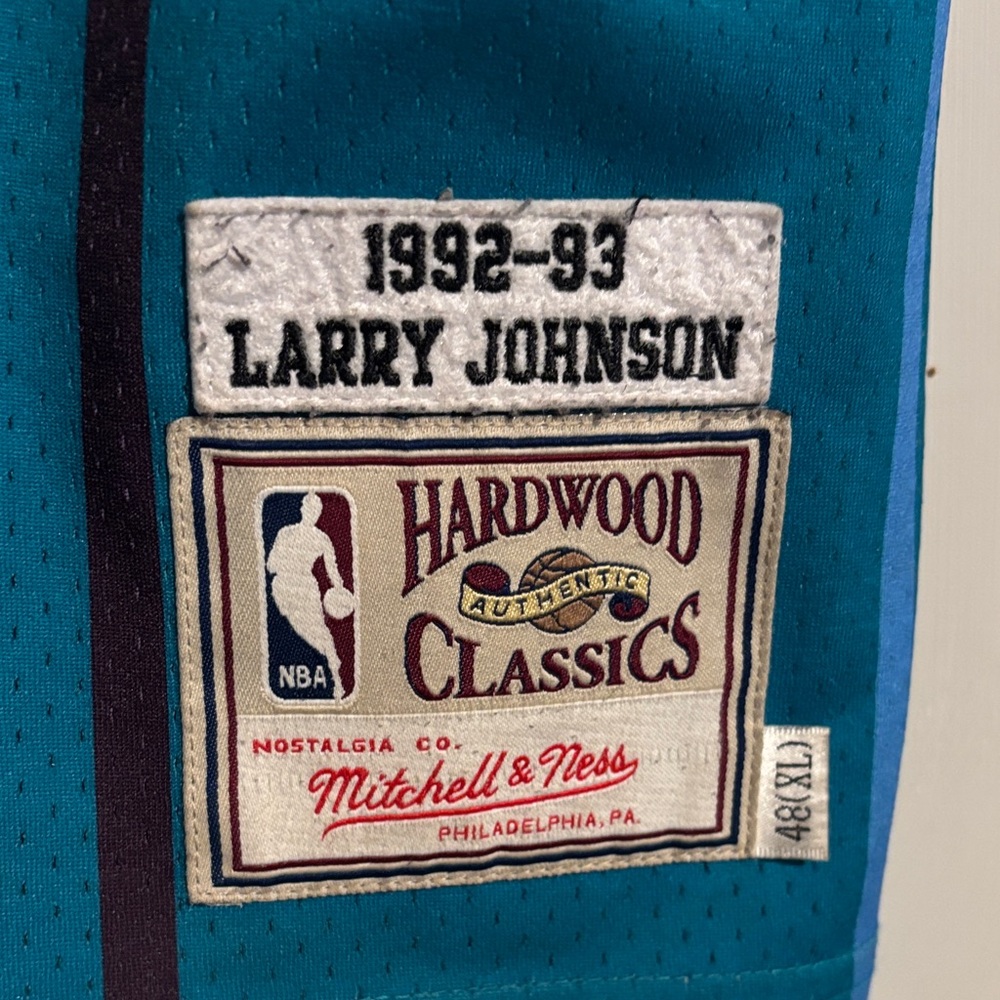 1992-93 Mitchell & Ness Charlotte Hornets Larry Johnson Hardwood Classics Jersey - Picture 2 of 10